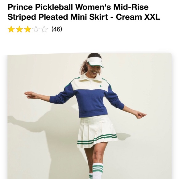 Prince Pickleball Women's Mid-Rise
Striped Pleated Mini Skirt - Cream XXL - Picture 4 of 4